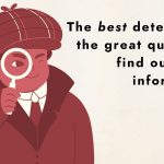 illustrated detective looks through a magnifying glass