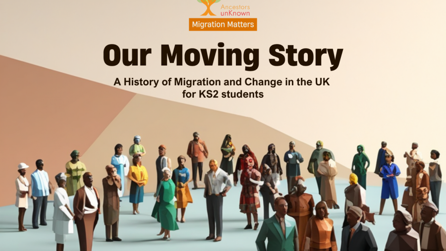 Our Moving Story - illustration of a diverse group of people standing together
